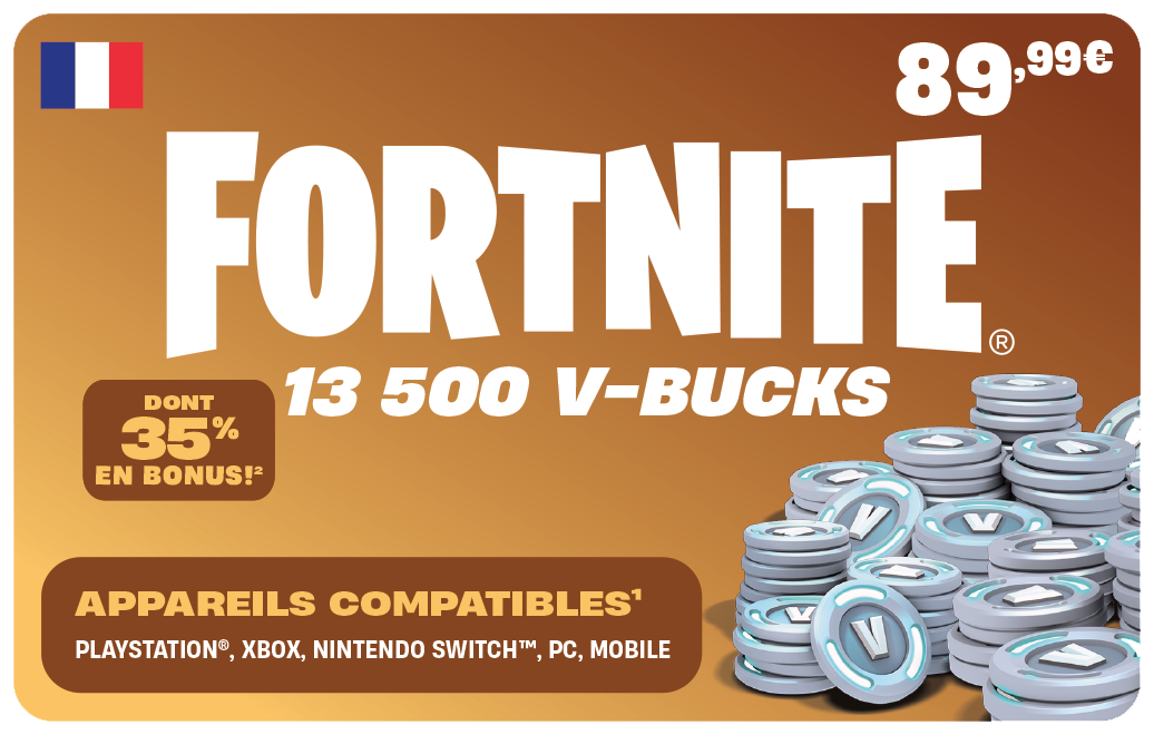 Carte EPIC FORTNITE 13500 V-BUCKS 89,99 €