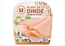 BLANC DE DINDE DORE AU FOUR U 4 tranches 160g